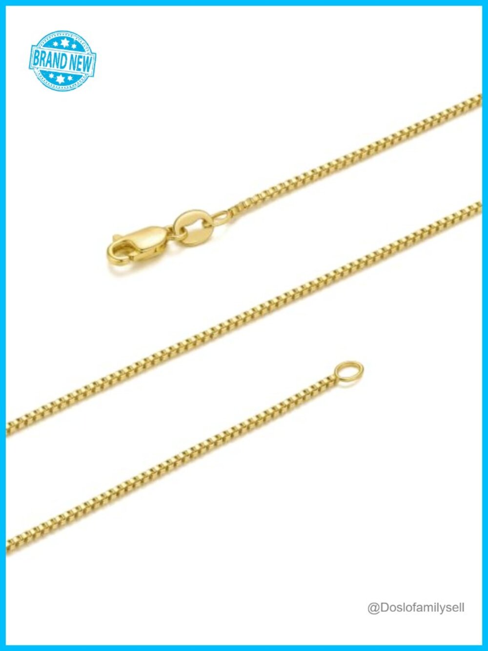 14K Gold Plated Box Chain Necklace for Women 1.2mm Lobster Clasp